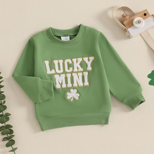 Karuedoo Mommy and Me Outfits St Patricks Day Family Matching Outfits Letter Clover Crewneck Sweatshirt Long Sleeve Shirt Top4