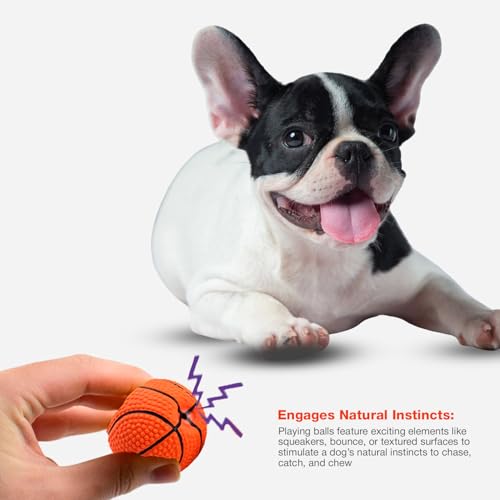 Image of Interactive Playing Ball for Dogs and Pets |Durable Natural chew Rubber Squeaky Basket Ball |Chewing and Funny Teeth Cleaning Toy for Dogs and Puppies (Orange)