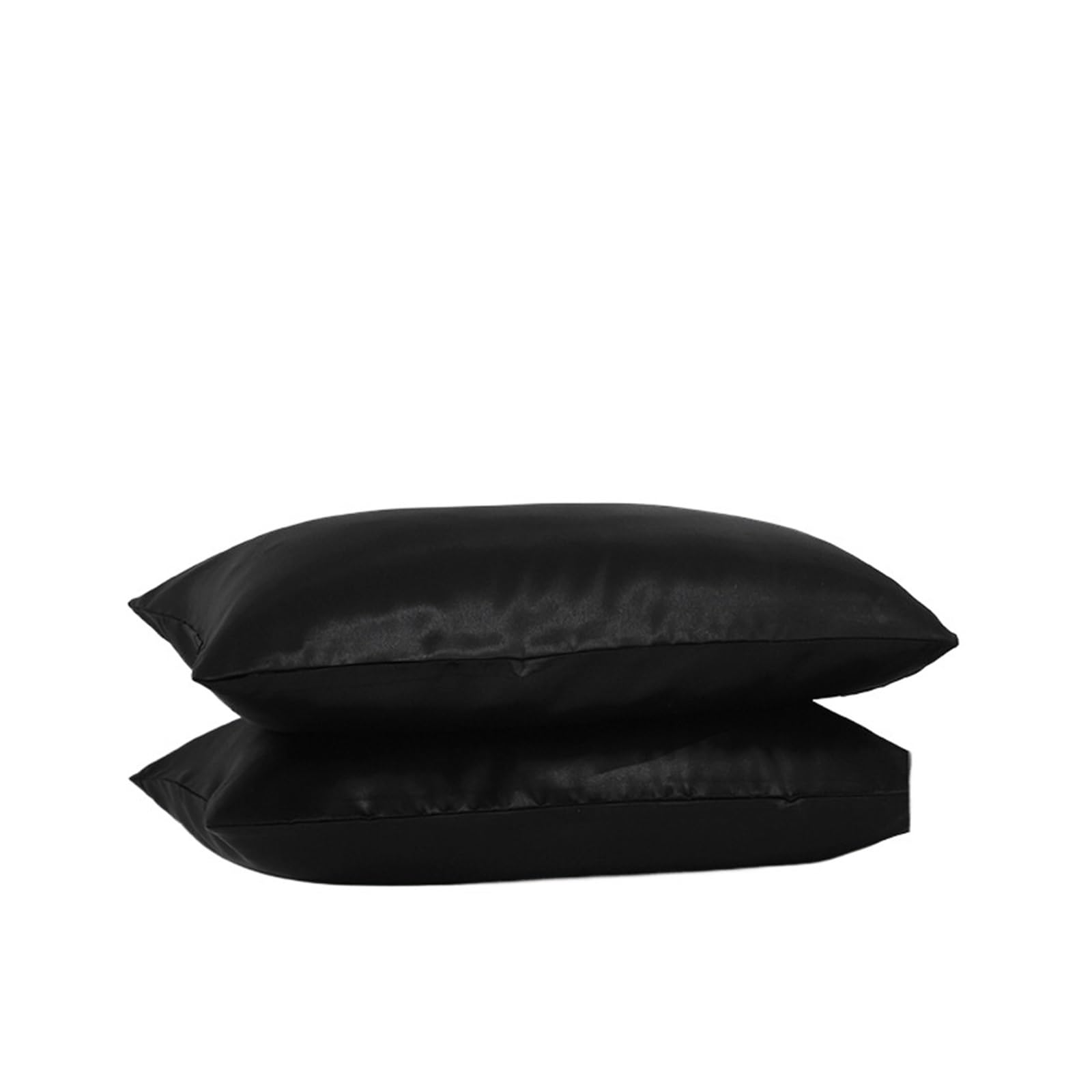 LYXYGMV 1Pc Full Queen King Satin Silk Pillowcase Pillow Case Cover Bedding For the Bedroom(Black,51x76cm(20x30inch))