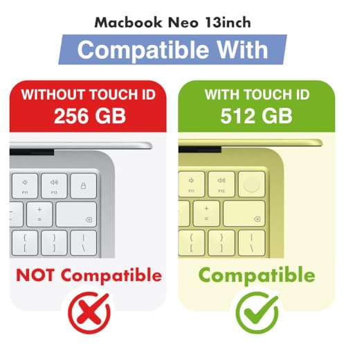 Image of Keyboard Cover Skin for New MacBook Neo 13 inch 512GB 2026 with Apple A18Pro Chip /A3404, Premium Ultra Thin Keyboard Protector for MacBook Neo 13 inch Accessory With TouchID - Black