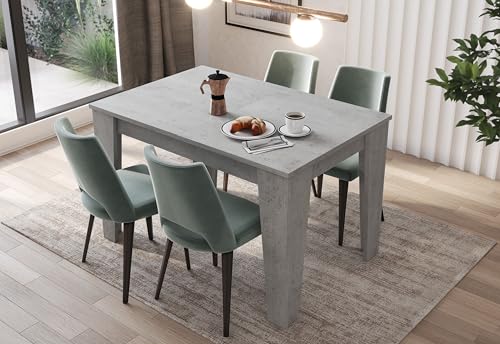 Arreditaly Tavolo da Pranzo Allungabile Da 120 A 160 Cm Gambe a Spillo Design Moderno 6 Posti In Melaminico Estensibile Con Guide In Metallo Cucina Salotto Soggiorno 160 x 90 x 78 Cm (Grigio Cemento)