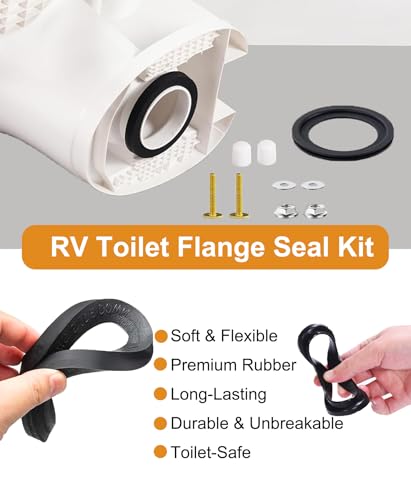Image of RV Toilet Seal Kit Replacement for Dometic 300 310 320, RV Toilet Parts Includes 385311652 Base Seal & 385311658 Flush Ball Seal with Mounting Hardware, RV Toilet Replacement Parts for Camper Trailer