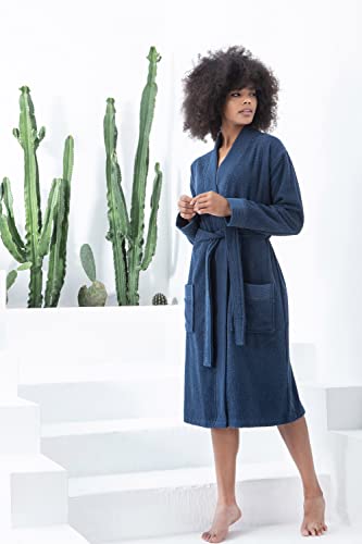 Organic Turkish Cotton Terry Hooded Kimono Bathrobe, Robe for Women3