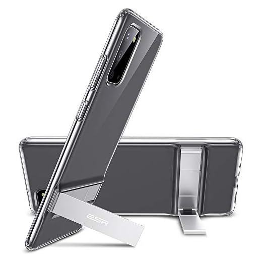 ESR Metal Kickstand Compatible with Samsung Galaxy S20 Case, Vertical and Horizontal Stand, Reinforced Drop Protection, Flexible TPU Case for Samsung Galaxy S20, Translucent Black…