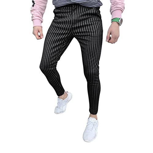 Men's Striped Button Fitting Casual Pant Striped Slacks Loose Comfort Trousers Plaid Slim Fit Stretch Dress Pant3