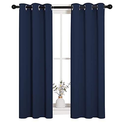 Image of NICETOWN Blackout Draperies Curtains, All Season Thermal Insulated Solid Grommet Top Blackout Curtains /Drapes for Kid's Room (Navy, 1 Pair, 29 x 45 Inch)