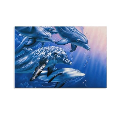 Impression sur toile Christian Riese Lassen Dauphin Quest de format 60 x 90 cm pour chambre