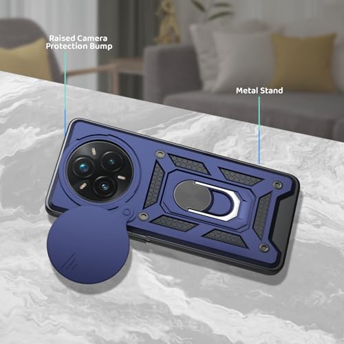 Image of Tough Armor Bumper Back Cover Case for Realme Narzo 80 Pro 5G | Sliding Camera Cover, Kickstand & Ring Holder 360 Degree Protection Back Cover Case for Realme Narzo 80 Pro 5G - Blue