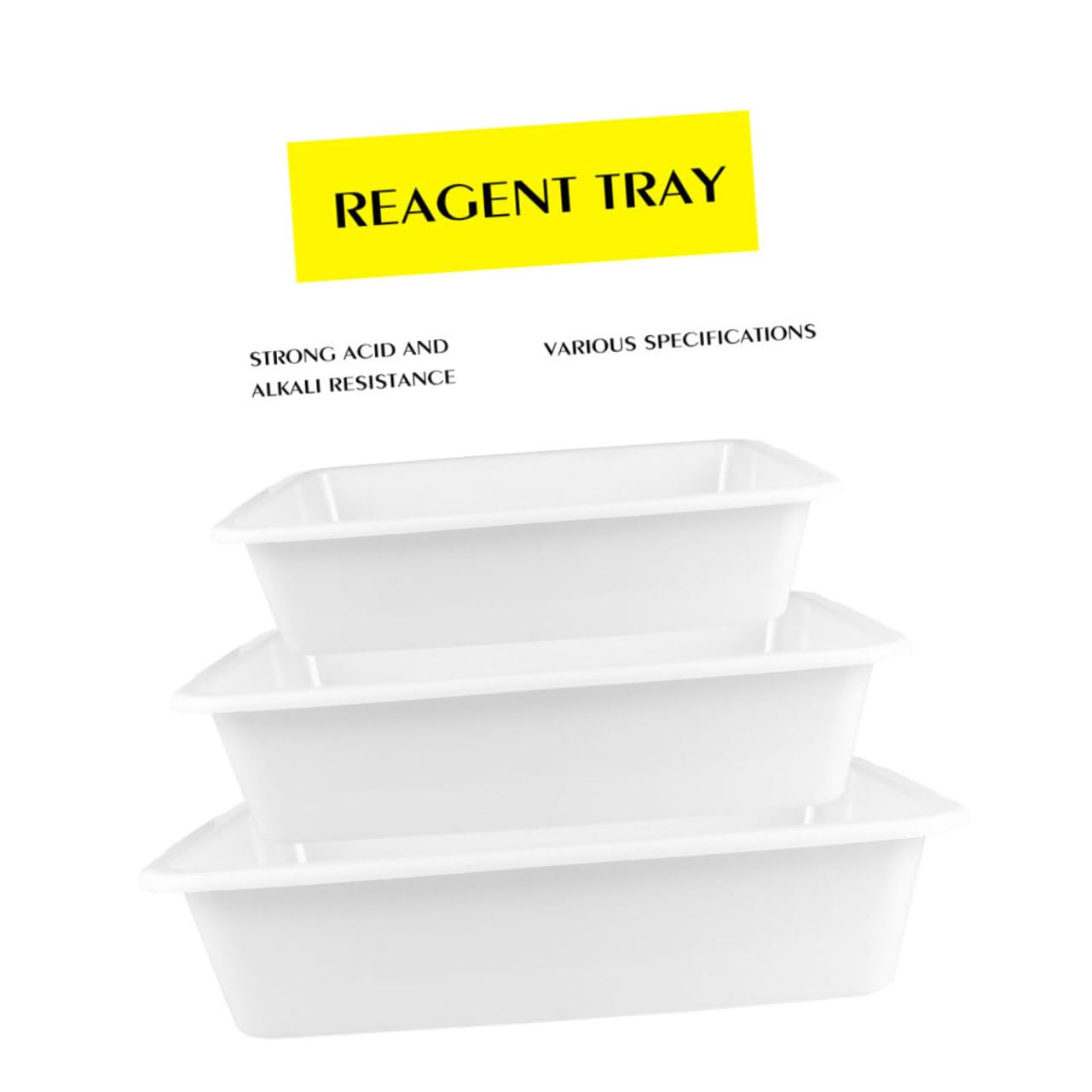 SOIMISS Vassoio per Reagenti in Plastica Bianco 3 Pezzi Resistente Agli Acidi Design Semplice Leggero e Compatto per Laboratorio di Chimica