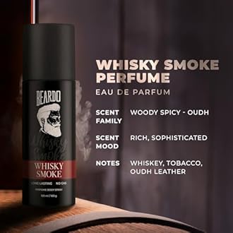 Beardo Whisky Smoke Deodorant 120ml & Bourbon Perfume 50ml for Men Giftset | Eau De Parfum & Body Spray | Spicy, Woody - Oudh | Long Lasting Mens Perfume | Date night fragrance | Rakhi Gift for Brother | Gift for boyfriend | Gift for Men | Gift for Brother