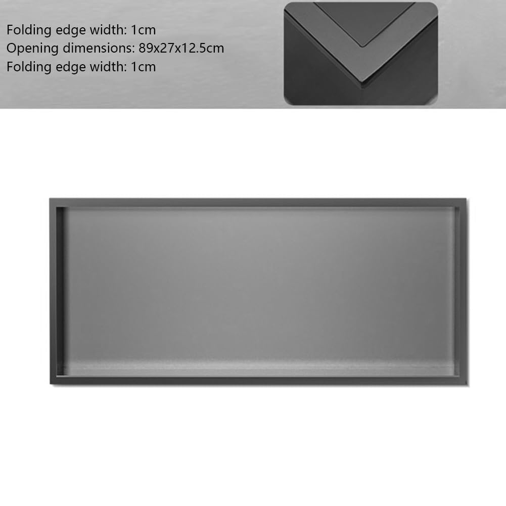 Estante de Ducha Impermeable de Acero Inoxidable - Gris Oscuro, 90x28x12,5 cm, diseño de una Sola Capa, fácil de Instalar - solución de Almacenamiento Ideal para el baño.