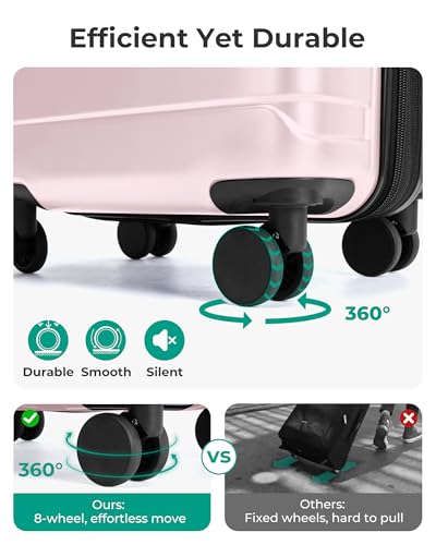 Image of BAGSMART Carry On Luggage 22x14x9 Airline Approved with Spinner Wheels,Lightweight 20 Inch Luggage with TSA Lock,Expandable Hard Shell Carry On Suitcases for Men Women,Pink