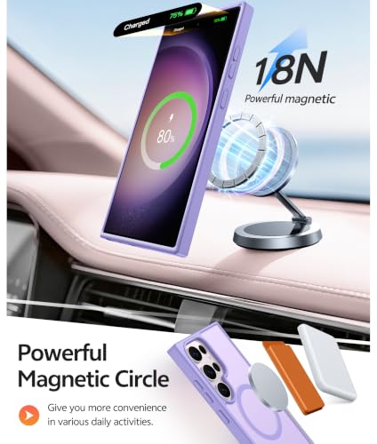 Image of FNTCASE for Samsung Galaxy S23 Ultra Case: [Fit for Magsafe] Magnetic Translucent Matte Anti-Fingerprint Cell Phone Cover Military Grade Shockproof Protective Case