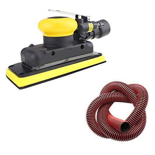 70x198MM Air Orbital Sander, Pneumatic Square Sanding Machine Central Vacuum Ready Polisher Grinder with 2M Vacuum Tube