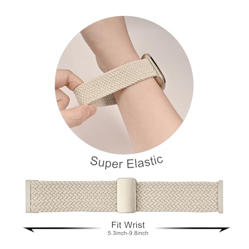 Image of HSWAI Magnetic Braided Compatible with Fitbit Versa 4 Bands for Women /Versa 3 /Sense /Sense 2 Bands, Soft Stretchy Sport Strap Woven Loop Elastic Nylon Wristbands Men