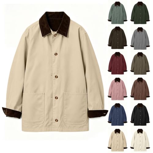 dyiozbga Womens Barn Jacket Corduroy Collar Button Down Canvas Chore Coat - image 1