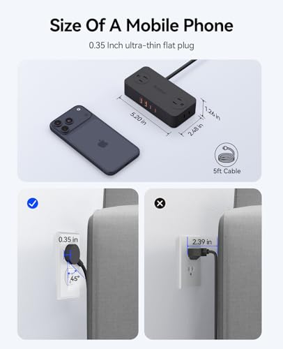 5' Orico 8-in-1 Power Strip w/ 4 AC Outlets, 2 USB-C & 2 USB-A (Blk, Wht, Purple or Blue) - image 6