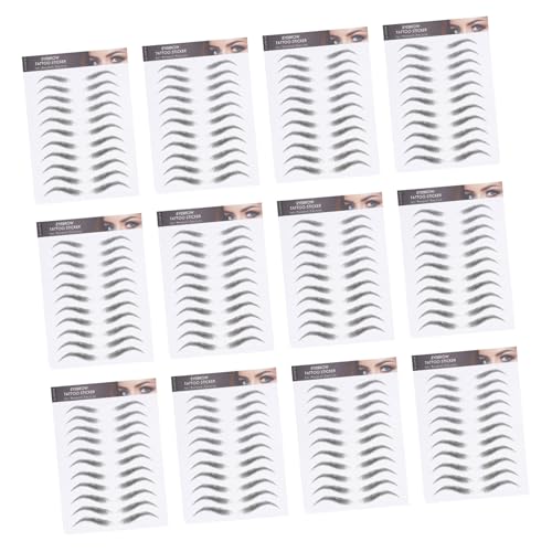 TOYZFRIENDY 12 hojas Pegatinas Cejas Tatuajes Temporales Impermeables Realistas Maquillaje Falso Cejas Herramienta Relleno para Finas o Claras Kit Unidades Negras