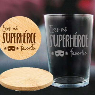 Vaso de sidra/cubata personalizado PARA PAPÁ de 500ml grabado con frase y personalizado con nombre. Ideal para regalar en cualquier momento + posavasos grabado