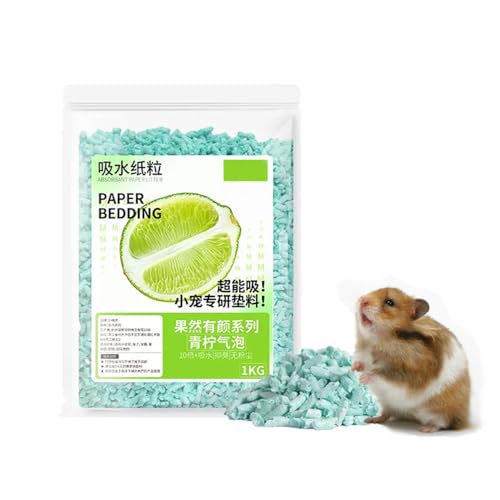NeoStyle Hamster Paper Pellet Bedding Odor and Water Absorbent Dust Free Small Pet Bedding for Rabbits Guinea Pigs & Other Small Animals 1kg (Green)