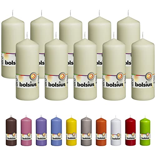 Bolsius 10 Ivory Pillar Candles - 2.25 X 6 Inches - Premium European Quality - Individually Wrapped - 42 Hours Burn Time - Dripless Smokeless Unscented Dinner, Wedding, Party, & Restaurant Candles #TOP19