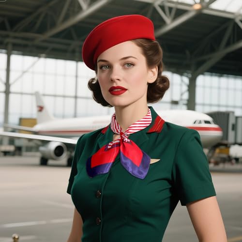 choyaxo 12 Pcs Nautical Sailor Scarf Flight Attendant Scarf Red White and Blue bandana for Women Ladies3