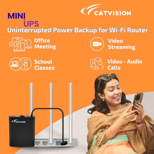Image of Catvision Mini UPS for Wi-Fi Routers I 12V-2A I Battery Backup Upto 6 Hours (Lab Tested) | Surge & Discharge Protection I 12 Months Warranty | Portable UPS | BIS Approved