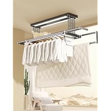 Ceiling Clothes Dryer Aluminium and Steel Electric Clothes Dryer with Remote Control,Electric Retractable Airing Rack, Ceiling Mounted Clothes Drying Rack, Retra, One Color-One Size