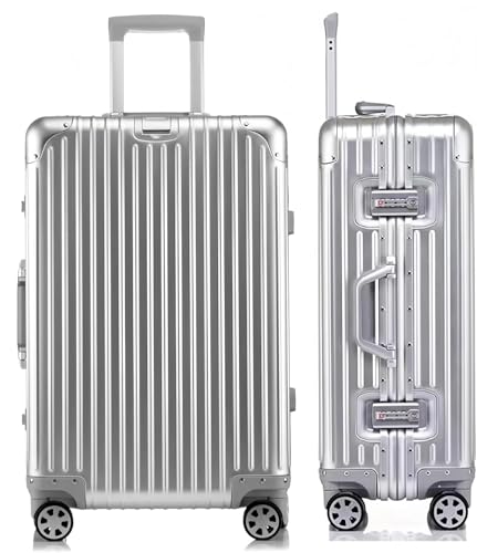 yuweijie Valigia Bagaglio a Mano con coque in alluminio 100% puro. Valigia Trolley con 4 Ruote...