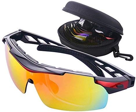 MATT SAGA Bike Cycling Glasses Polarized Sports Sunglasses for Men and Women with Strap Interchangeable Lens,Baseball Tennis Sunglasses Outdoor Protective Eyewear UV Protection Windproof