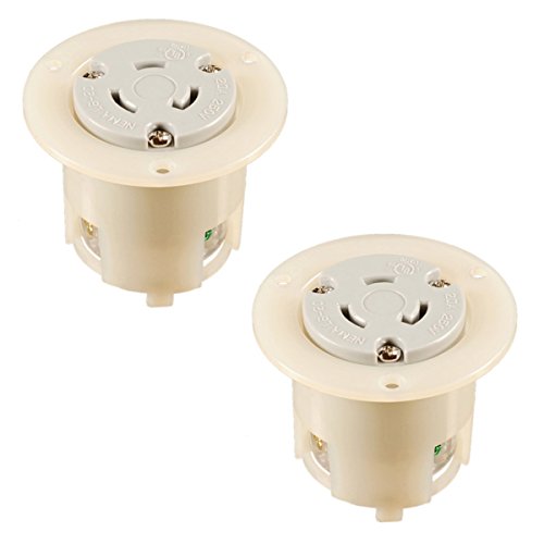 OCSParts L6-20FO Locking Flanged Outlet | 2-Pack | 20A 250V AC, 2 Pole 3 Wire, cUL Listed, NEMA L6-20