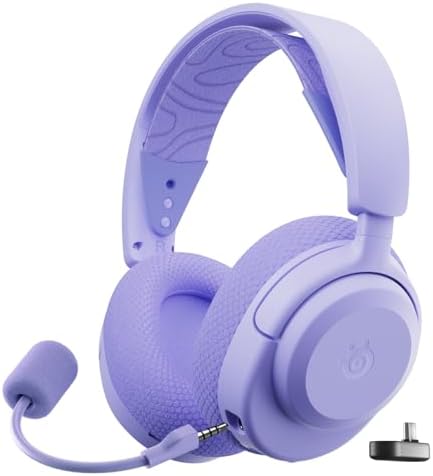 SteelSeries Arctis Nova 3P Wireless Multi-Platform Gaming Headset — Mobile App Control — 40 HR Battery — Neodymium Magnetic Drivers — 2.4GHz/Bluetooth — PS5, PS4, PC, Switch, Mobile — Lavender