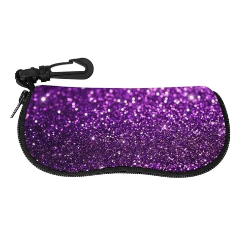Fashion Soft Glasses Holder Unisex Portable Sunglass Organizer Pouch Bag Beautiful Dark Purple Bling Glitter Sparkles Pattern