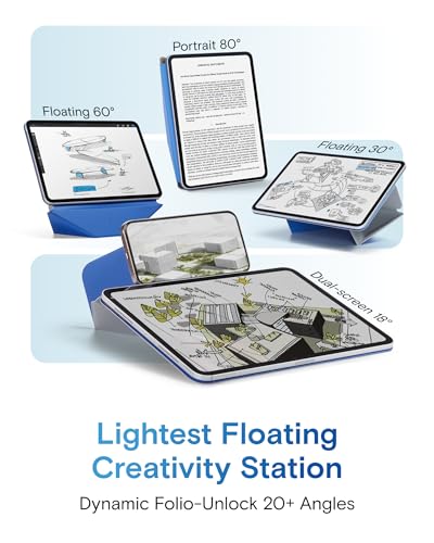 MOFT Dynamic Folio Case for iPad mini Cement x Sapphire & Phone Tripod Stand, MagSafe Wallet Tripod Stand, NFC-Supported Phone Wallet Peach Pink