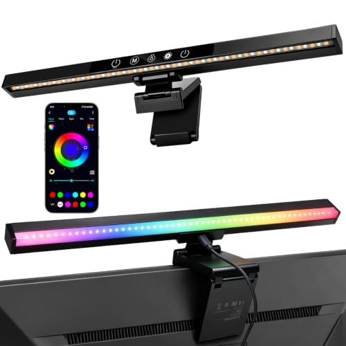 E-SHEEP モニターライト 42cm RGB バックライト 1600万色/DIY機能/音楽連動/40+モード デスクライト 昼白色/昼光色/電球色
