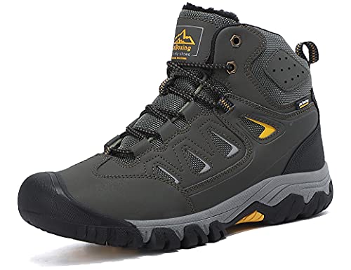 AX BOXING Botas Montaña Hombre Forrados Botines Trekking Cálidas Senderismo Tamaño 41-46 (B_Verde Con Forro de Cálido, Numeric_45) Cover