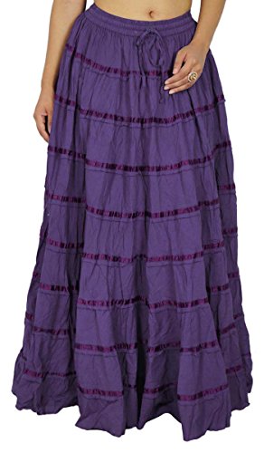 Maxi Beach Wear Cotton Skirt Long Boho Hippie Lace Women Clothing