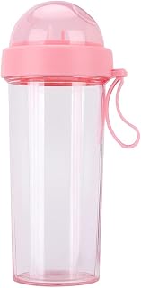 Pwshymi Botella de Agua de 600 Ml, Botella de Agua con Dos Pajitas a Prueba de Fugas, Botella para Beber de Doble Uso para Senderismo, Camping