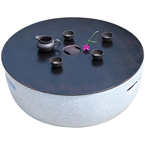 RANRANHOME Outdoor Fire Pit, Concrete Round Firepit Charcoal And Wood Burning Firepit Bowl Bonfire Cover