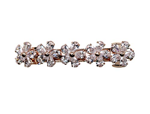 Faship Gorgeous Clear CZ Crystal Floral Small Hair Barrette Clip