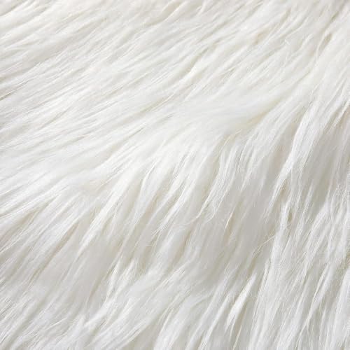 Tatuo 10 X 10 Inch White Fake Fur Fabric for Crafts Sewing DIY