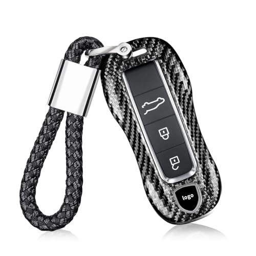 Funda de fibra de carbono para llavero Porsche de alta gama compatible con 911 y Taycan