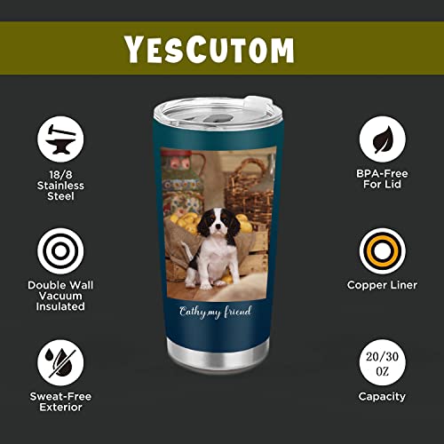 Yescustom Personalized Tumbler With Photo Text, Gradient Pictures Stainless Steel Insulated Tumblers Coffee Travel Mug, Custom Gifts For Anniversary Surprise Birthday For Dad, Mom, Friend-20 Oz #TOP3