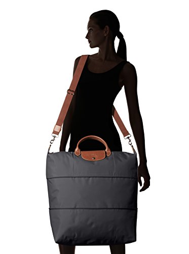 Longchamp Le Pliage Expandable Travel Duffel Weekender, Gun, 17.75