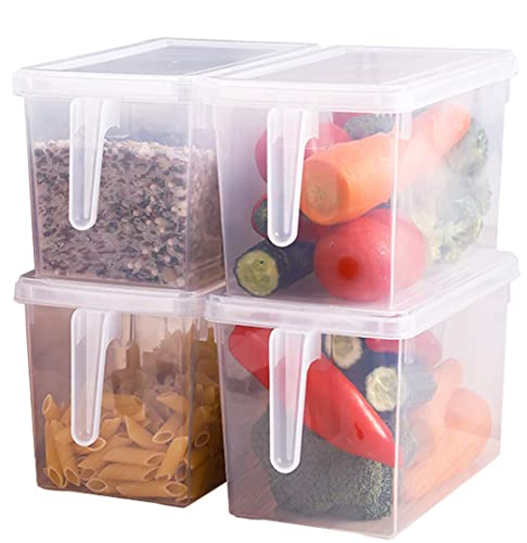Image of Plastic Fridge Storage Organizer Container with Lid & Handle - 5L Transparent Refrigerator Organizer Box for Vegetables & Fruits (Pack of 1)