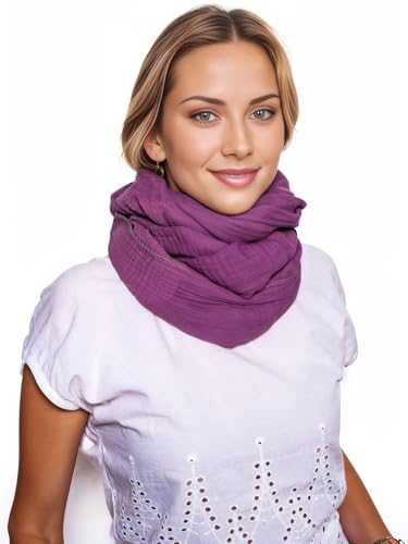 Scandi Linen Musselin Loop Schal Damen DunkelPurple