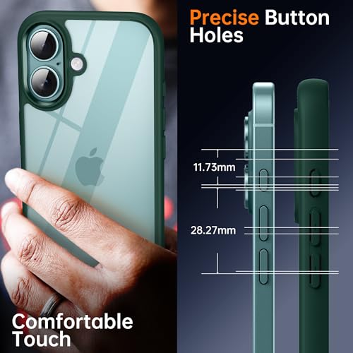 Supdeal Shockproof Clear Case for iPhone 16, [Camera Control Button] [10FT Military Drop Protection] Hard Clear Back Silicone Edge Four Corner Airbags Phone Cover, 6.1 inch, Green by Supdeal - Used condition - Image 5