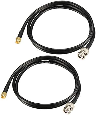 sourcing map RG58 Coaxial Cable with BNC Male to SMA Male Connectors 50 Ohm 3 ft 2pcs