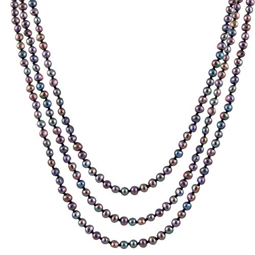 Handpicked A Quality Black Freshwater Cultured Pearl Strand Endless 80 Necklace