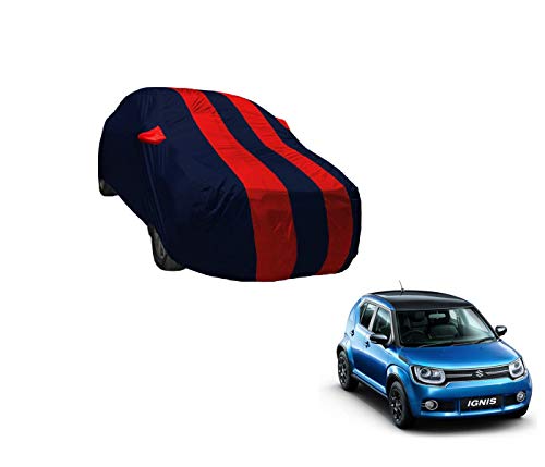 Image of Auto Hub Car Cover Compatible with Maruti Ignis with Weather Proof, Mirror Pocket, Triple Stitched, Ignis Car Cover- Navy-Red